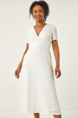 Roman Petite Ruffle Midi Wrap Dress
