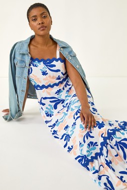 Roman Abstract Ric Rac Maxi Dress