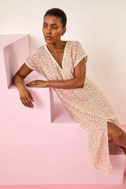 Roman Ditsy Lace Trim Midi Dress