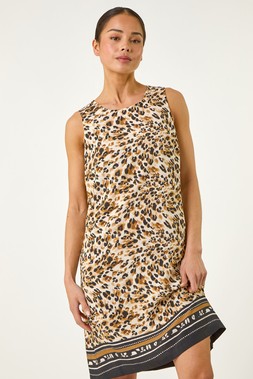 Roman Petite Stone Animal Border Print Shift Dress