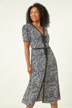Roman Petite Contrast Bow Midi Dress