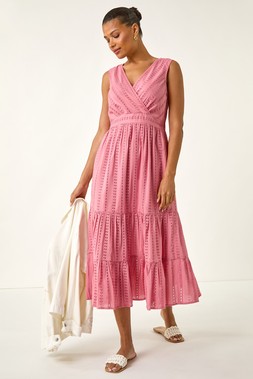 Roman Embroidered V-Neck Midi Dress