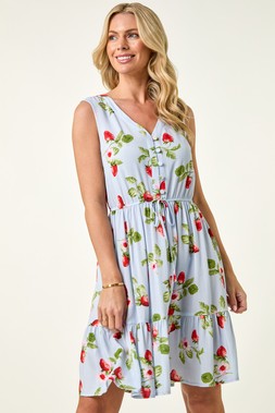 Roman Petite Strawberry Tie Waist Dress