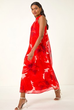 Roman Floral Halterneck Midi Dress