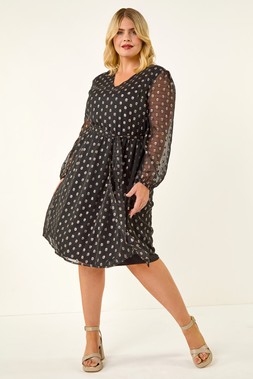 Black Curve Polka Dot Dress