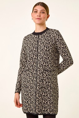 Roman Black Animal Print Knitted Shift Dress