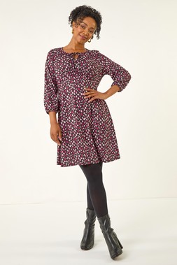 Roman Petite Pink Spot Tie Front Dress