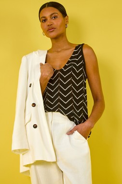 Roman Double Breasted Collar & Revere Jacket, Longline Zig Zag Knit Vest & Smart Twill Wide Leg Pocket Trouser