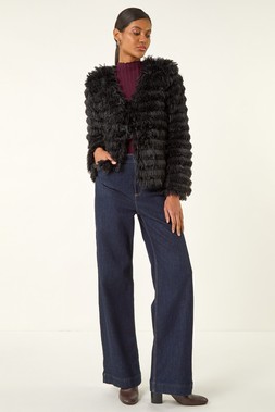 Roman Faux Fur Fluffy Layered Jacket