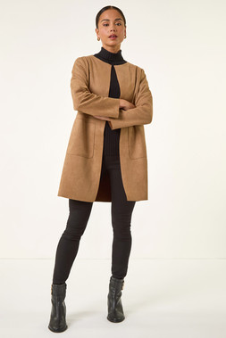 Roman Petite Tan Faux Suede Jacket