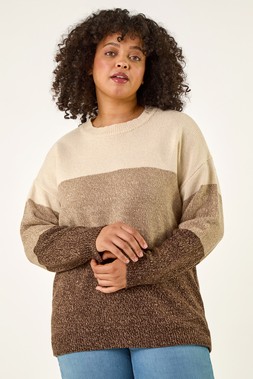 Roman Curve Stone Ombre Stripe Knit Jumper