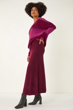 Roman Magenta V-Neck Stripe Jumper