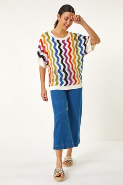 Roman Vertical Striped Wave Knit Jumper