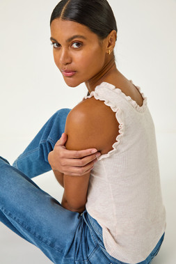 Roman Light Pink Fluted Detail Knitted Vest