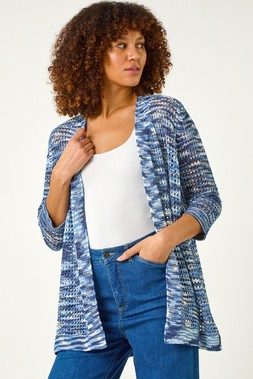 Roman Blue Edge to Edge Space Dye Cardigan