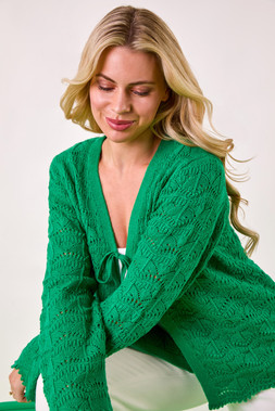 Roman Petite Green Knitted Tie Cardigan