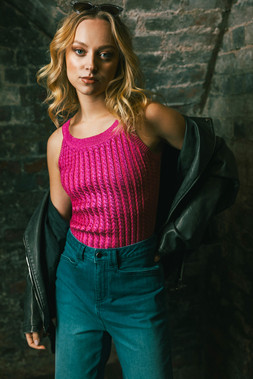 Roman Dusk Pink Metallic Knit Vest Top