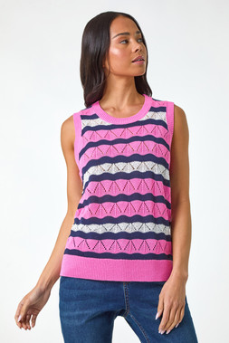 Roman Petite Pink Stripe Knitted Vest