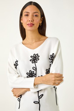 Roman Floral Embroidery Knit Jumper