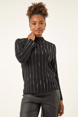 Roman Black Lined Sparkly Knit Jumper