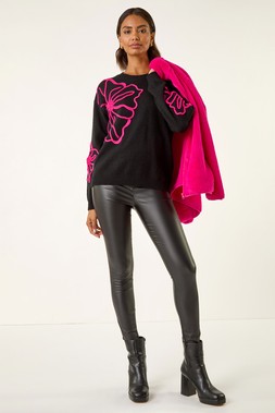 Roman Black Cornelli Floral Knit Jumper