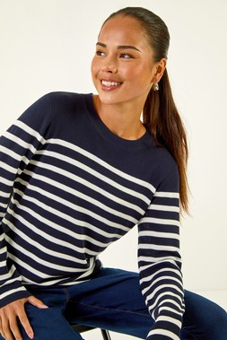 Roman Petite Navy Stripe Knitted Jumper