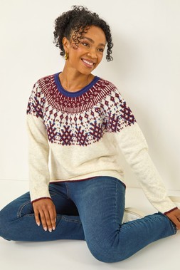 Roman Petite Ivory Fairisle Neppy Knit Jumper