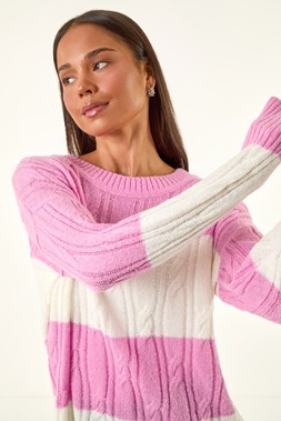 Roman Petite Pink Stripe Knitted Jumper