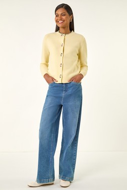 Light Yellow Contrast Stitch Knit Jumper