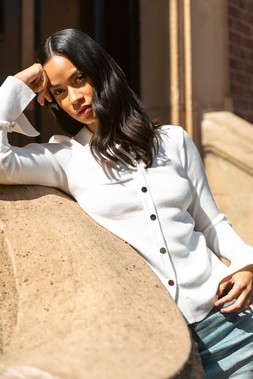 Roman Dusk Ivory Collared Button Jumper
