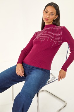 Roman Burgundy Dusk Sparkly Knit Jumper