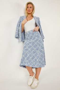 Roman Petite Blue Textured Boucle Midi Skirt