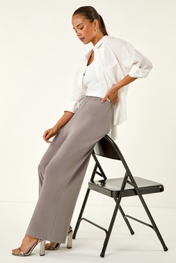 Petite Wide Leg Stretch Trouser