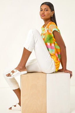 Roman White Slim Turn up detail Jean