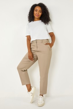 Roman Petite Mocha Tapered Stretch Trousers