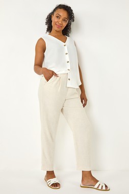 Roman Petite Natural Plain Tapered Trouser