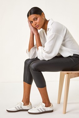 Roman Metallic Coated Crop Jeggings