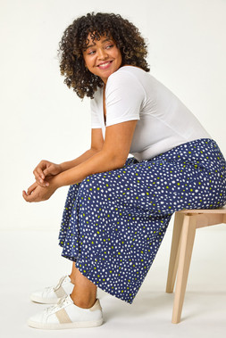 Roman Curve Navy Abstract Spot Culotte