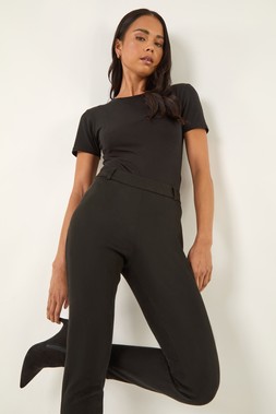 Roman Petite Black Faux Suede Stretch Jeggings