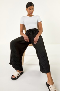 Roman Black Pleat wide leg Culotte