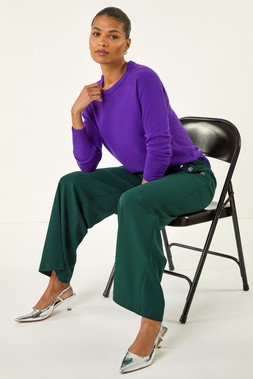 Roman Teal Button Pocket Full Length Trousers