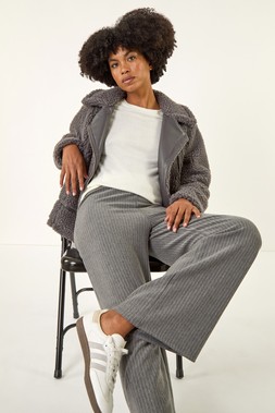 Roman Charcoal Pinstripe Jersey Stretch Trousers
