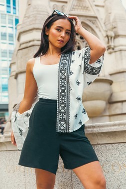 Roman Petite Abstract Embroidered Kimono