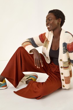 Roman Rust Crinkle Texture Tie Front Trouser