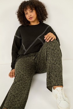 Roman Curve Khaki Paisley Wide Leg Culottes