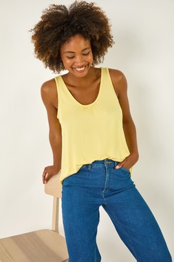 Roman Light Yellow V-Neck Stretch Jersey Vest Top