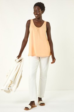 Roman Peach V-Neck Stretch Jersey Vest Top