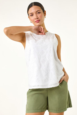 Roman Cotton Broderie Vest Top