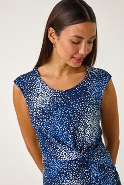 Roman Abstract Print Twist Front Tee
