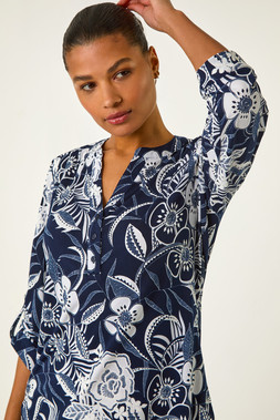 Roman Floral Textured Print Shirt
